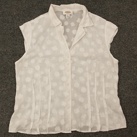White Cotton Cap Sleeve Summer Blouse Talbot's 16 - Picture 8 of 8
